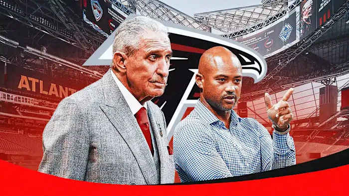 Atlanta Falcons owner Arthur Blank and general manager Terry Fontenot.